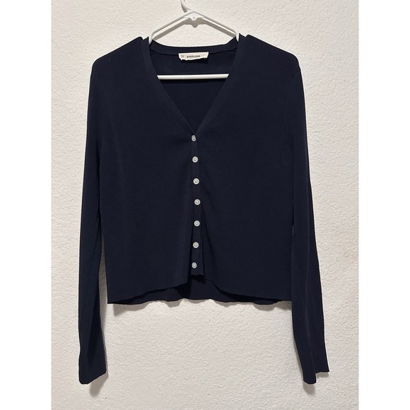 Everlane Navy Blue Cardigan Long Sleeve Size L - Picture 2 of 5